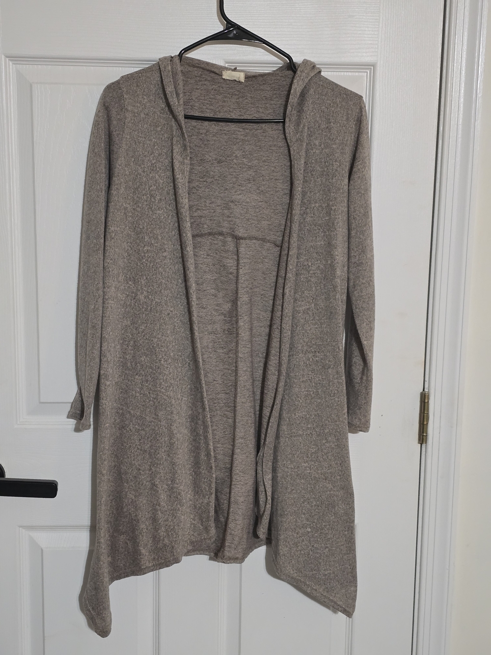 Caution To The Wind Open-Front Hooded Cardigan - Taupe